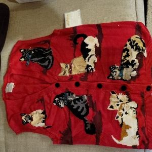 Vintage NWT cat sweater vest cardigan!! 🐱🎄👨‍🦳